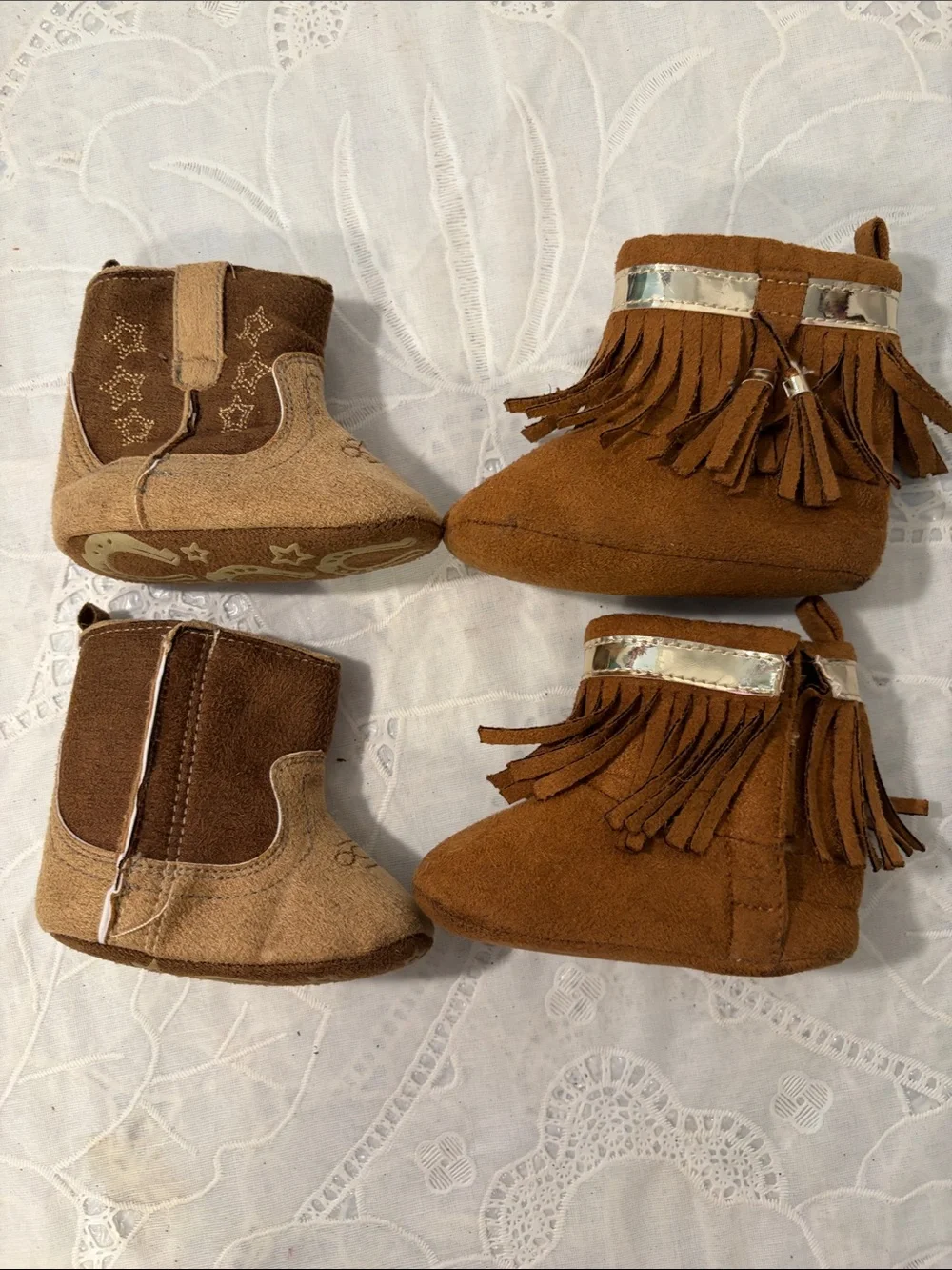 Kids Brown Suede Fringe Boots - Brown